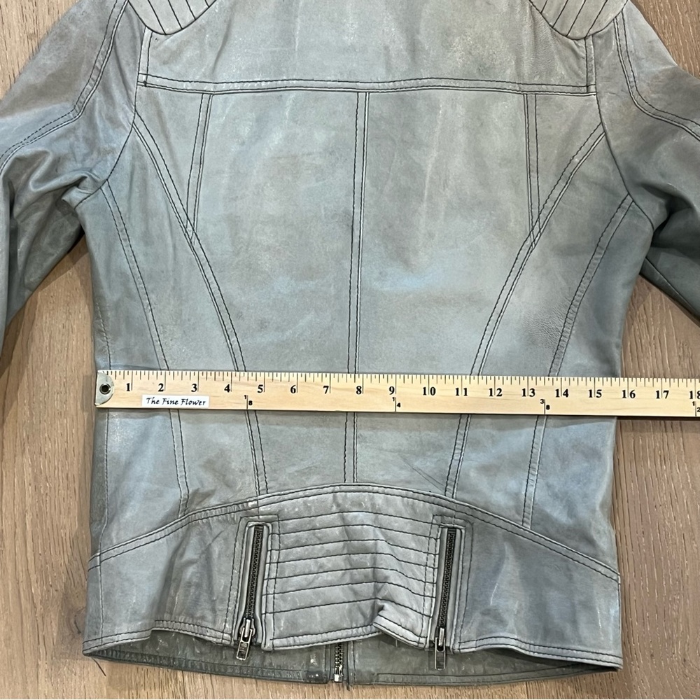 Goosecraft Leather Jacket 017 Pale Olive Green 94-2186543 Moto Blogger Trend - Picture 13 of 14